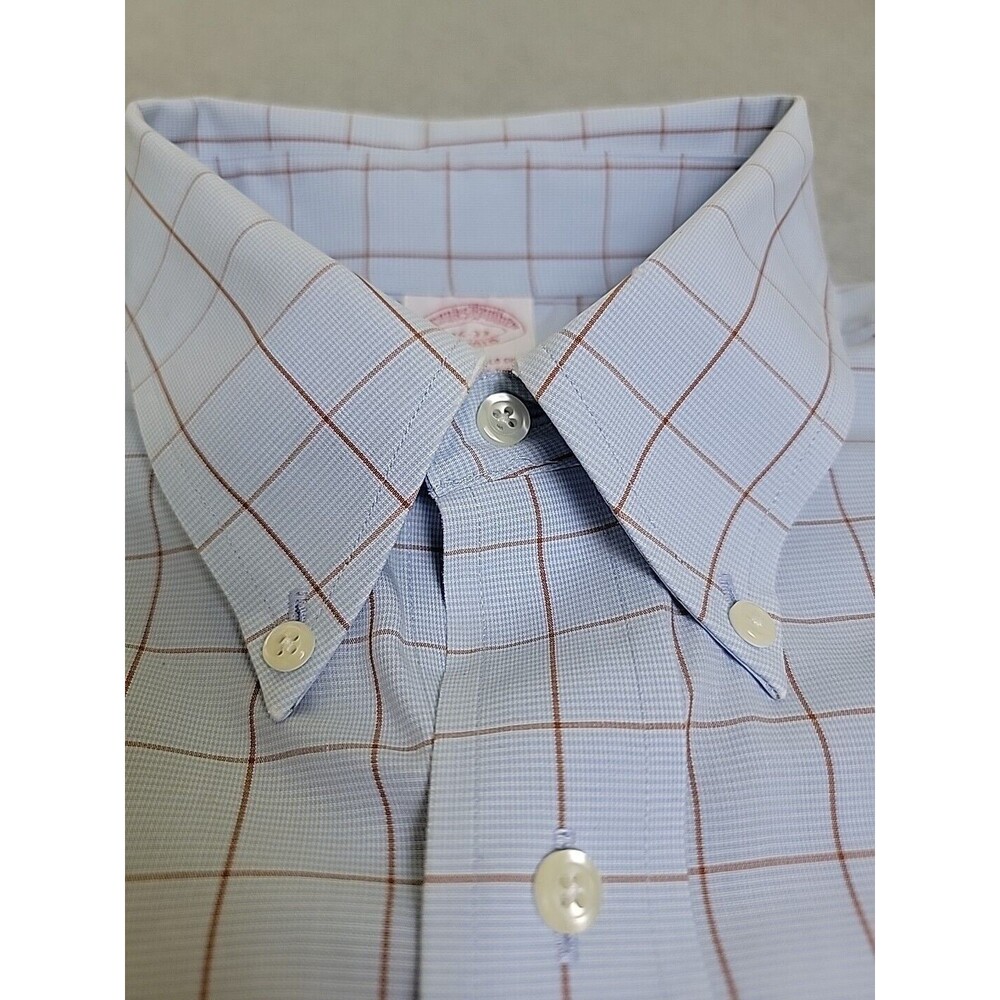 Brooks Brothers Dress Shirt Mens 16 33‎ Blue Red Check Cotton Preppy Traditional - Picture 3 of 11